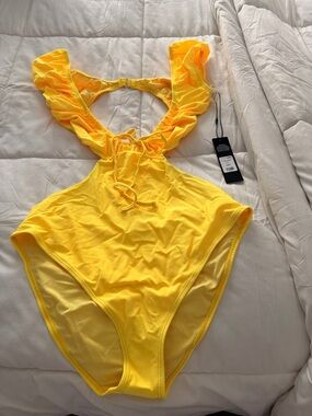 Yellow Ruffled Kids One-Piece Swimsuit